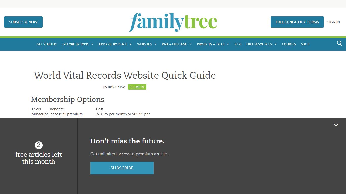 World Vital Records Website Quick Guide - Family Tree Magazine